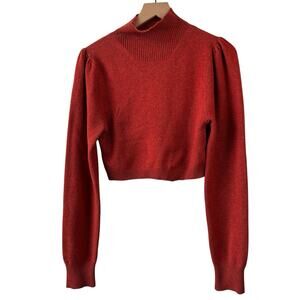 Marissa Webb Womens Sweater Small‎ Orange Cropped Cashmere Lambswool Waverly